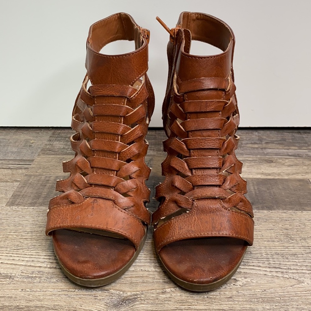 Brown wedge sandals